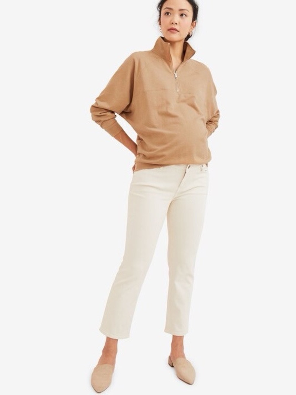 Hatch The Straight Leg Maternity Jean Cream White Size 26